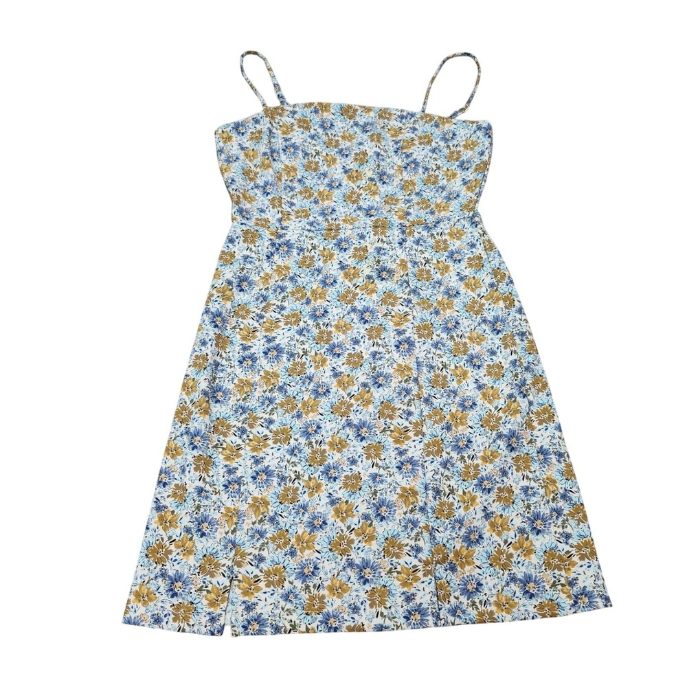Originality Blue Yellow Floral Mini Dress Spaghetti Strap‎ Women's S - Picture 2 of 7